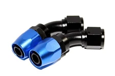 2pc BLACK/BLUE-10AN AN10 45Deg Swivel Oil/Fuel/Gas Line Hose End Fitting Adapter