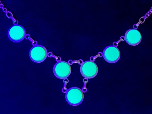 Uranium Glass Turquoise Necklace Copper Matisse Renoir Inspired - Picture 6 of 9