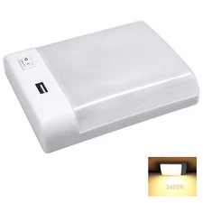 Facon 12V LED RV Dome Light with High Speed Charging USB Charger for Camper Boat