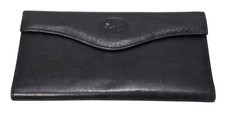 Buxton Womens Black Long Leather Bifold Organizer Wallet Floral Change Purse