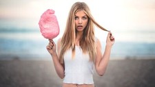 Landscape blonde horizon sea beach sand water blurred Custom Gaming Mat Desk