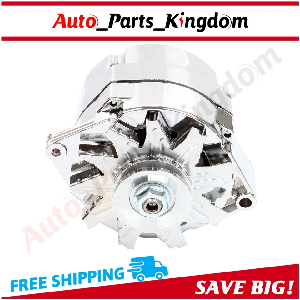 For Chrome BBC SBC Chevy GM 1 Wire Chevy 327-350-396-427-454 110Amp Alternator - Изображение 2 из 4