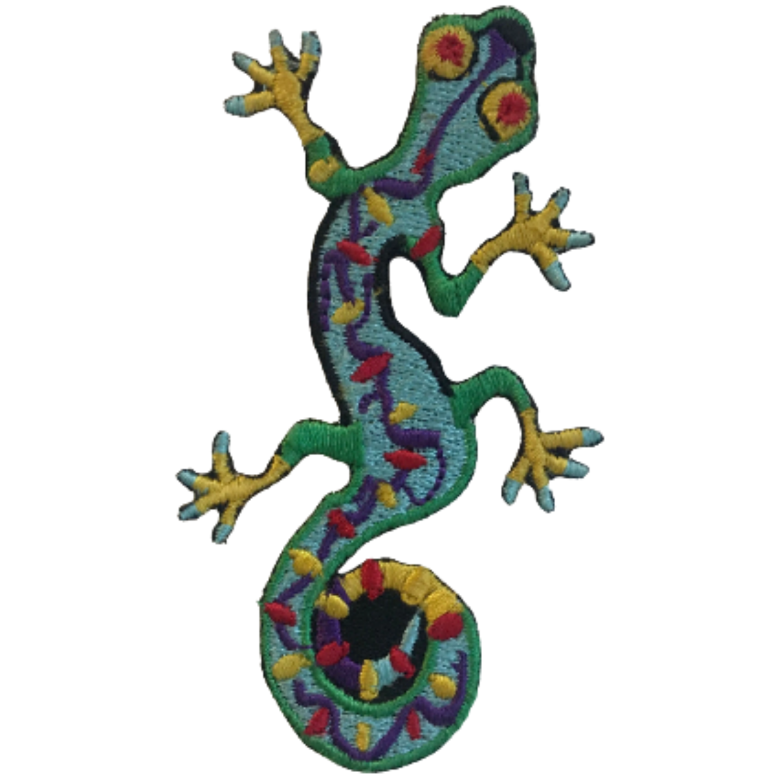 Colorful Cool Gecko Lizard Embroidered Iron-On or Sew-On Patch  