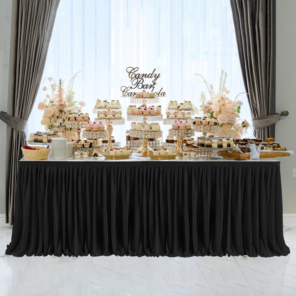 14ft/17ft/21ft Home Tablecloth Table Skirt Cover For Wedding Banquet Party Decor - Image 2 of 3