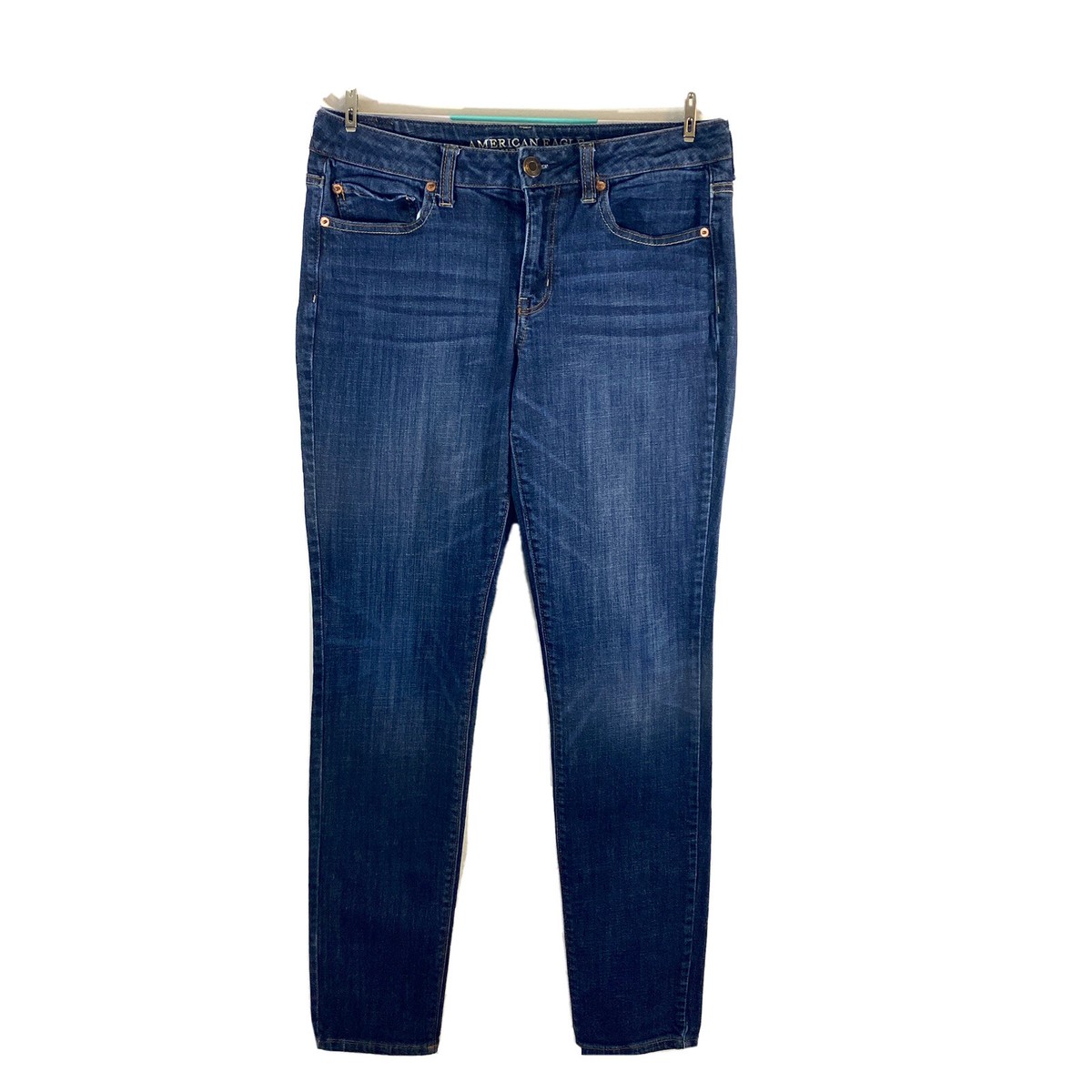 Jeans American Eagle Femme - Taille 2 Long, Skinny Super Stretch, Bleu Foncé