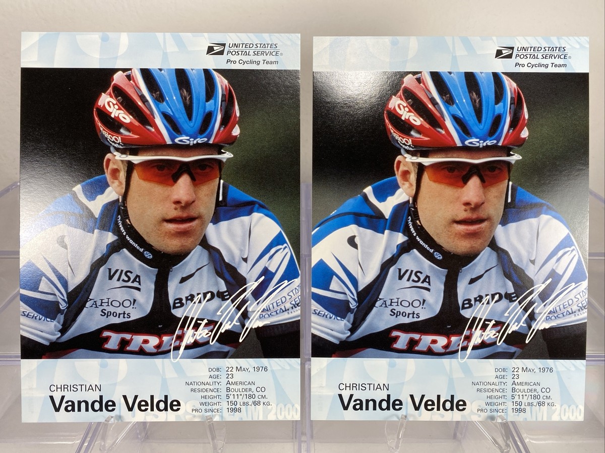2) 2000 USPS Pro Cycling Team CHRISTIAN VANDE VELDE Jumbo Postcard