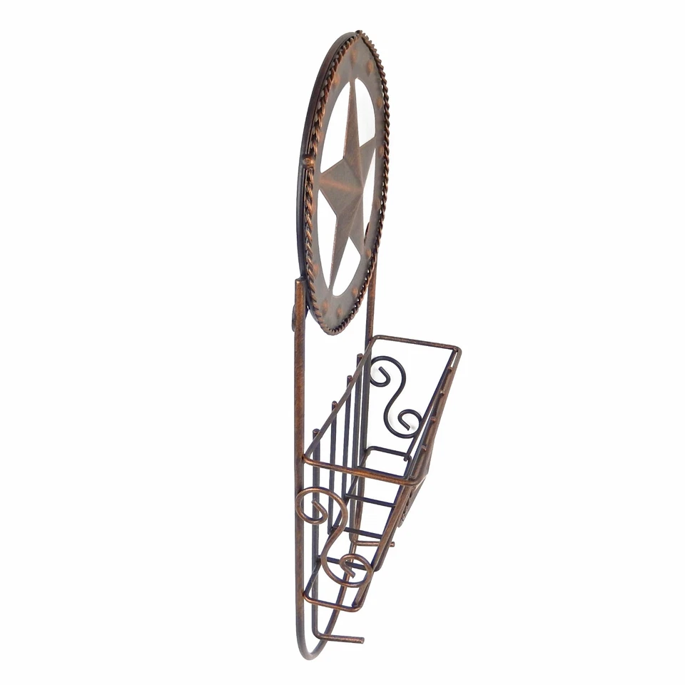 Rústico Western Stars Metal 2 en 1 Porta Letras y Llaves Dos Ganchos Cobre Cepillado Foto 3 de 4