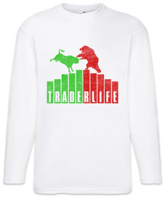 Trader Life Men Long Sleeve T-Shirt Bearish Bullish Fun Investment Banker Bulls