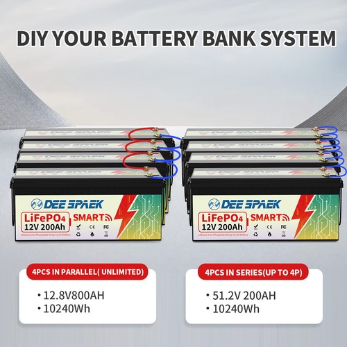 12V 200Ah LiFePO4 Lithium Battery 200A BMS Bluetooth for Solar RV +7A Charge - Picture 10 of 25