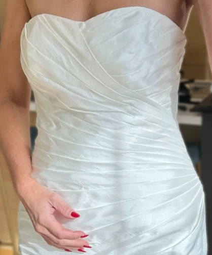 Strapless memaid wedding dress with train. Modern yet classic bridal gown. - Image 3 of 4