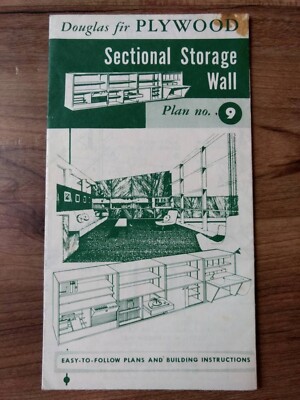 Sectional Storage Wall Building Plans Douglas Fir Plywood No. 9 MCM Vintage DIY