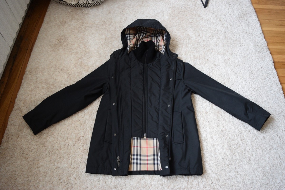 BURBERRY Calandra Black Hooded Utility Jacket Nova Check BURBERRY Calandra Black Hooded Utility Jacket Nova Check
