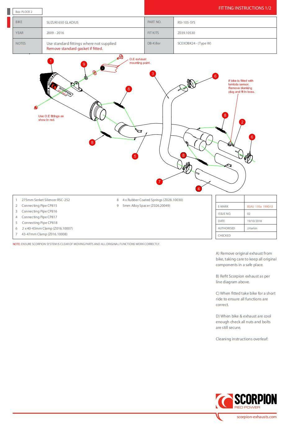 Scorpion Exhaust Serket Taper Full System Carbon Fibre Suzuki Gladius