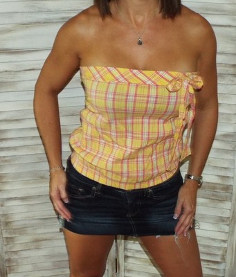 yellow plaid tube top
