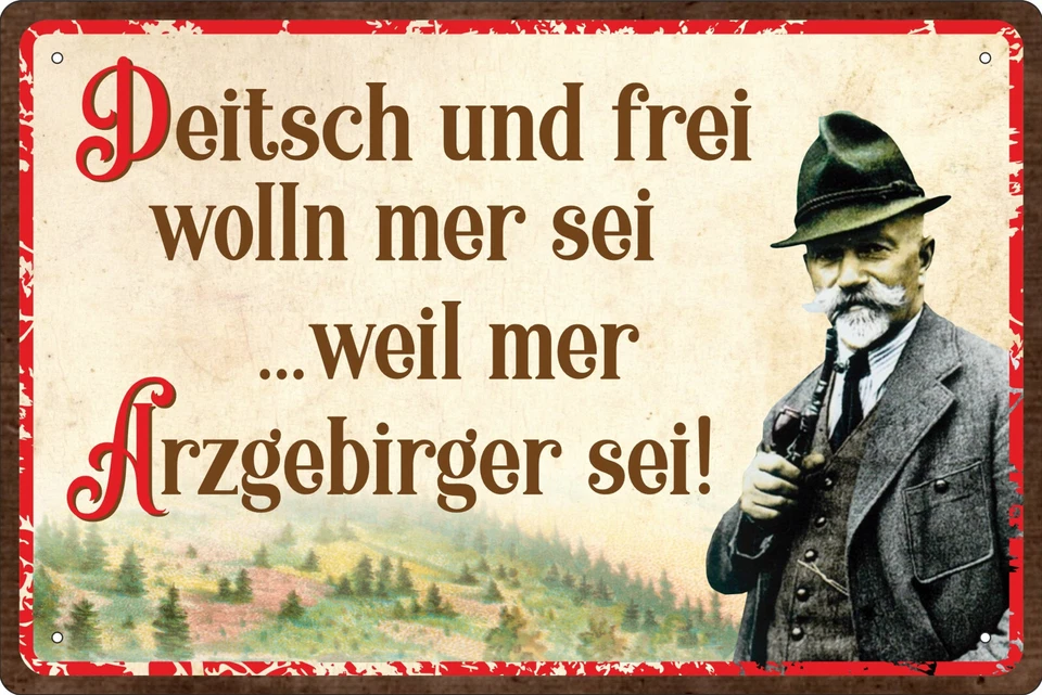 VIELESGUENSTIG BY ROBBY WANKA Blechschild Schild 20x30 cm - Deitsch un frei wolln mer sei Anton Günther