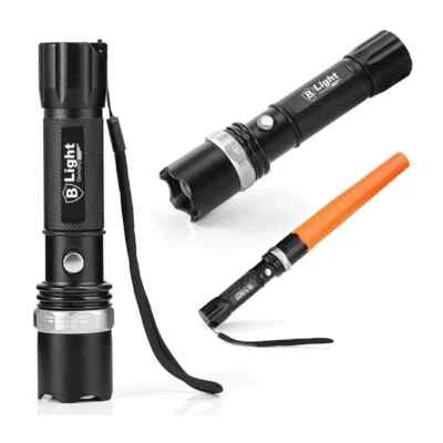 B-LIGHT LED-Taschenlampe SWAT 3 Watt CREE LED mit Akkus, Zoom Funktion und SOS Fackel
