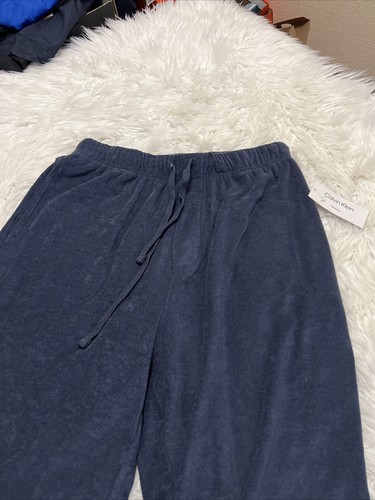 Calvin Klein M Plush Lounge Sleepwear Blue Pajama Pants Pockets NM2449-410 $59 - Picture 7 of 10