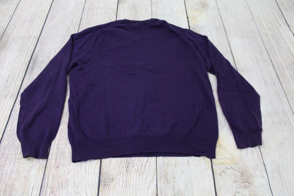 J. Suéter Pullover Crew Algodón Mezcla Cachemira Púrpura Cuello en V Para Hombre Mediano Foto 4 de 4