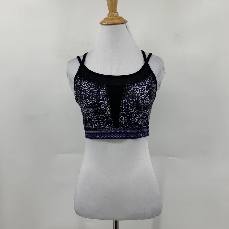 Sujetador deportivo Gaiam para mujer M mediano estampado geográfico múltiple doble cruzada espalda sin relleno Foto 2 de 4