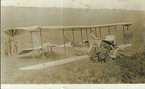 Early Bi-wing Aircraft in field. Old Australian Aviaton real photo postcard.
