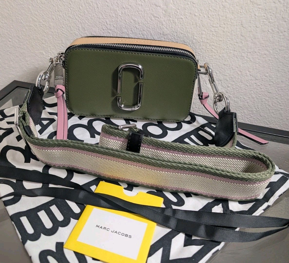 Authentic Unused Marc Jacobs Snapshot Bag BRONZE GREEN MULTI