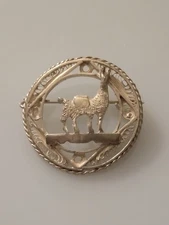 Vintage Silver Pin, Alpaca, Marked But Illegible, 1 Inch Across
