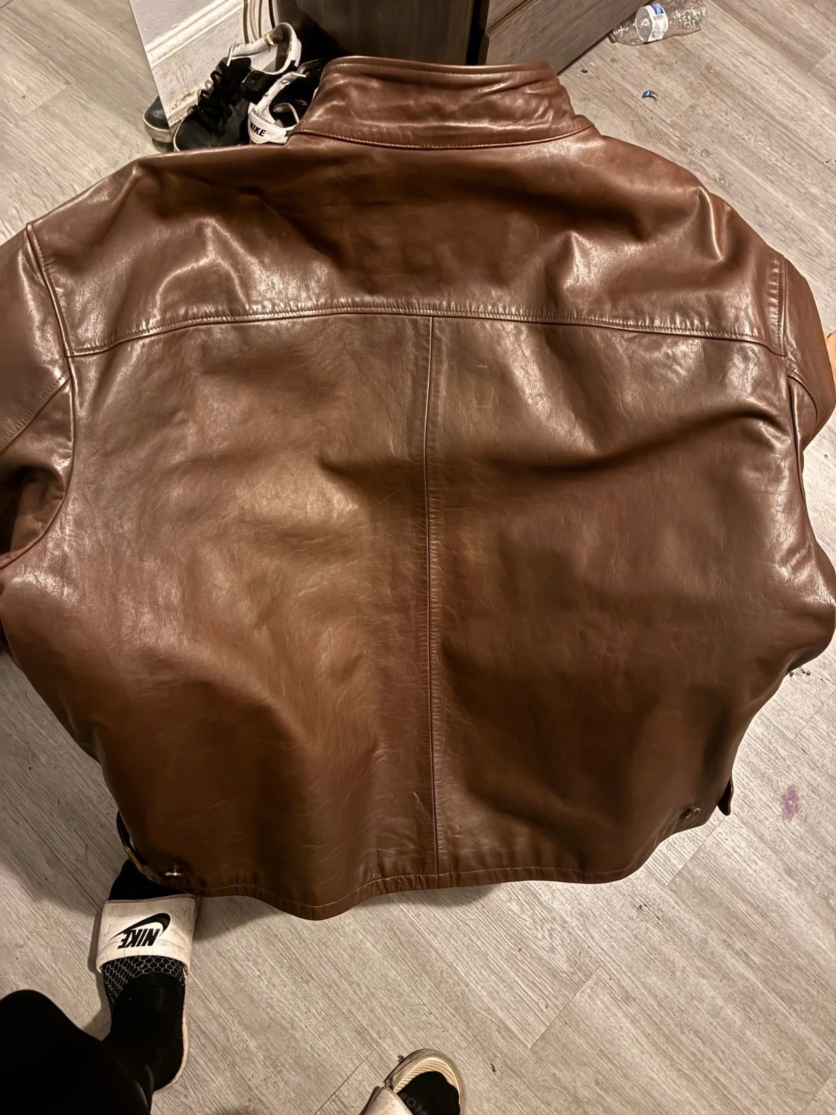 Vintage Polo Ralph Lauren Brown Leather Harrington Jacket - Big & Tall 4XB (4XL) - product detail image 3