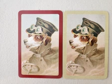 Dressed Dog Goggles Driving a Car Deco Pair of Swap Playing Cards.
