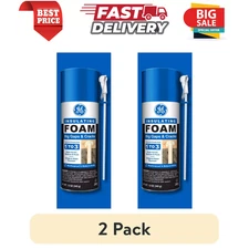 (2 pack) GE Big Gaps & Cracks Insulating Foam, Pack of 1, Yellow, 12 oz Can