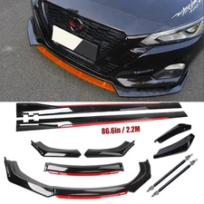 Front Bumper Lip Spoiler Splitter Body Kit Glossy Black Red For Nissan Versa
