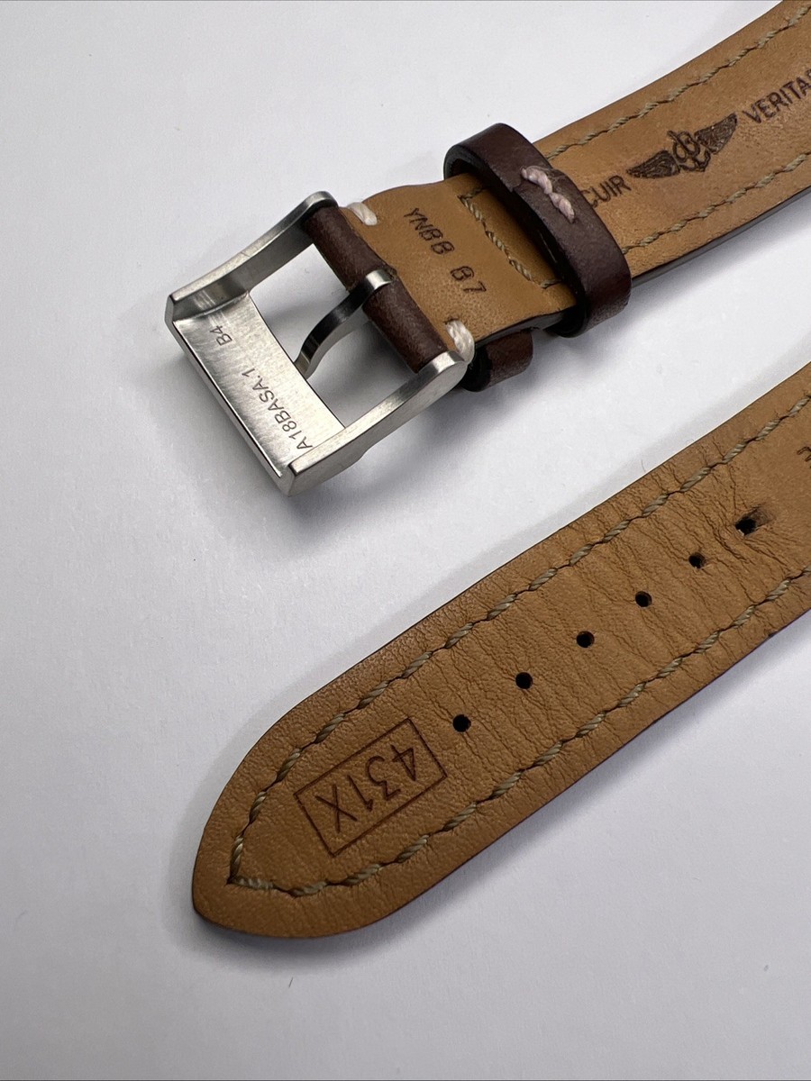 Authentic 20mm Breitling Brown Leather Watch Strap Band 431X w