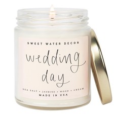 Wedding Candle - Sea Salt, Jasmine, Cream, and Wood Scented Soy Wax Candle fo...