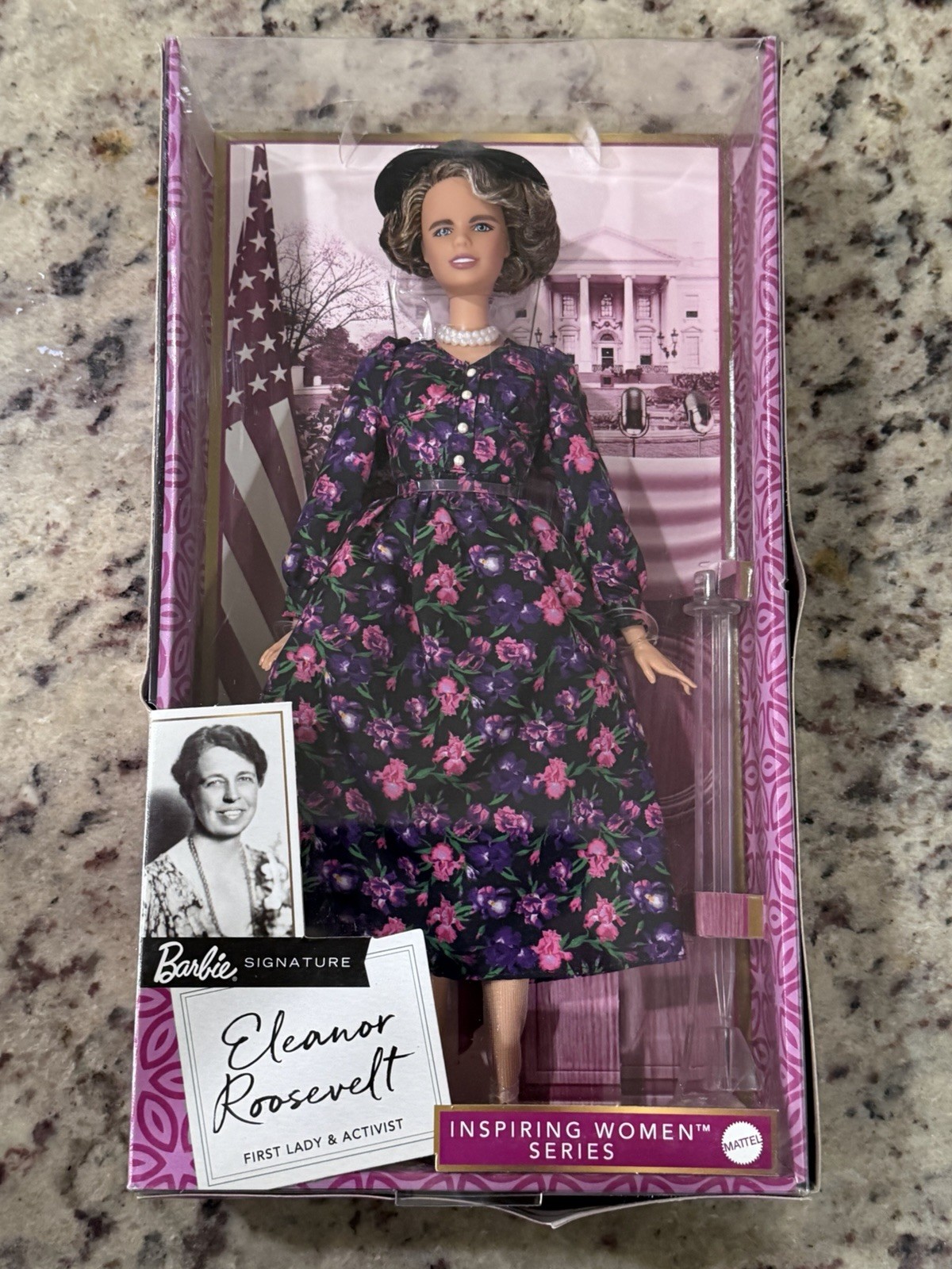 Mattel Barbie Eleanor Roosevelt Inspiring Women Doll NIB SEALED RARE GTJ79 DMG
