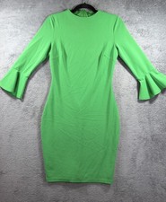 Lulus Women's Green Bodycon Mini Dress 3/4 Bell Sleeve Crew Neck