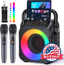 M quina De Karaoke, Con 2 Micr fonos Inal mbricos, Altavoz Port til Bluetooth Pa