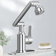 Bathroom Sink Faucet, Stainless Steel 1080  Rotatable Faucet for Sink 1 Hole or