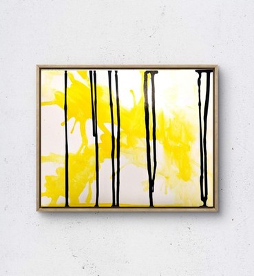 BirkeloART 11x14 Yellow Expressionist Original Mixed Media Paper Wall Art