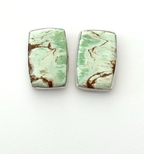 Vintage Native American Sterling Silver Variscite Post Earrings Signed KA