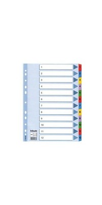 Esselte Zahlenregister DIN A4 160g/m² 1-12 Mylarkarton weiß