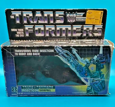 HASBRO G1 TRANSFORMERS 1984 INSECTICON SHRAPNEL 100% COMPLETE WITH BOX