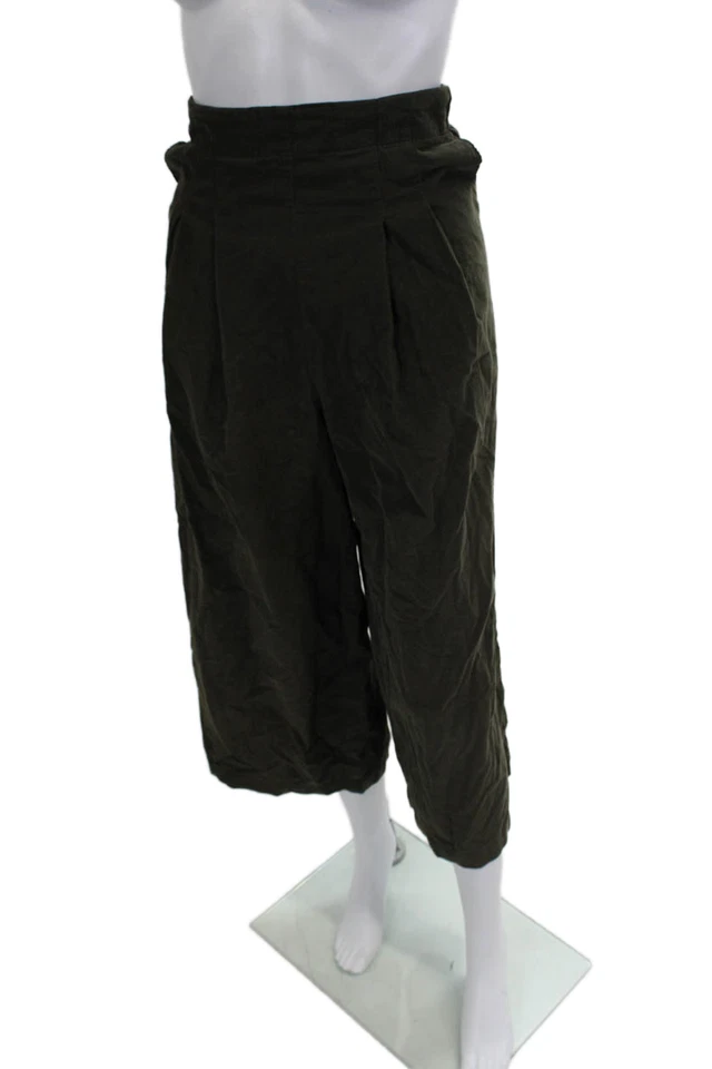 Pantalones militares lisos de algodón verde recortados talla L Black Crane para mujer Foto 2 de 4