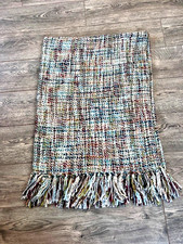 Blanket Throw Soft Chunky Knit Fringed 46 x 66 inch £29 NEW SAMPLE SALE 443