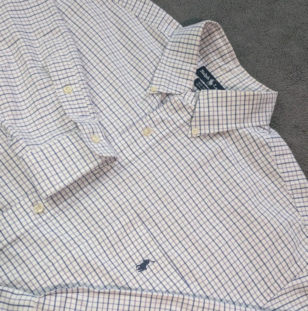 Vintage Polo Ralph Lauren BIG SHIRT Mens L Gingham Check Oxford 90s Oversized
