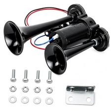 600DB Super Loud Dual Electric Air Horns Kit for Vehicles - With Black
