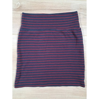 Forever 21 Navy Blue Red Striped Cotton Mini Skirt Womens Medium Bodycon Casual