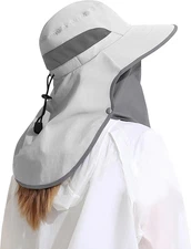 Outdoor Sun Hat Detachable Neck Face Flap UPF 50+UV Protection Visor Fishing Hat