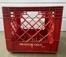 Meadow Gold Dairy Milk Crate Plastic Orange REHRIG PACIFIC w Patent Numbers READ