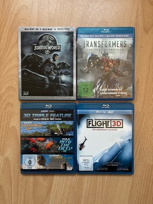 Vier  3D Blu-ray s Jurassic world, IMAX, Transformers, Flight 6 Filme TOP