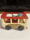 1969 Vintage Fisher Price little people white/red mini bus
