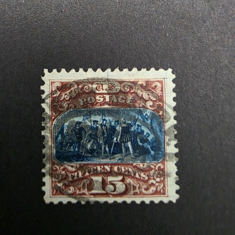 Scott#129 USA 1875 used 15¢ brown & blue SON cancel
